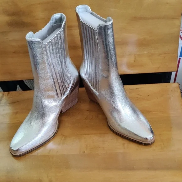 Chinese Laundry Silver Metallic Cali Fashion Boots Size 10 - Picture 3 of 12